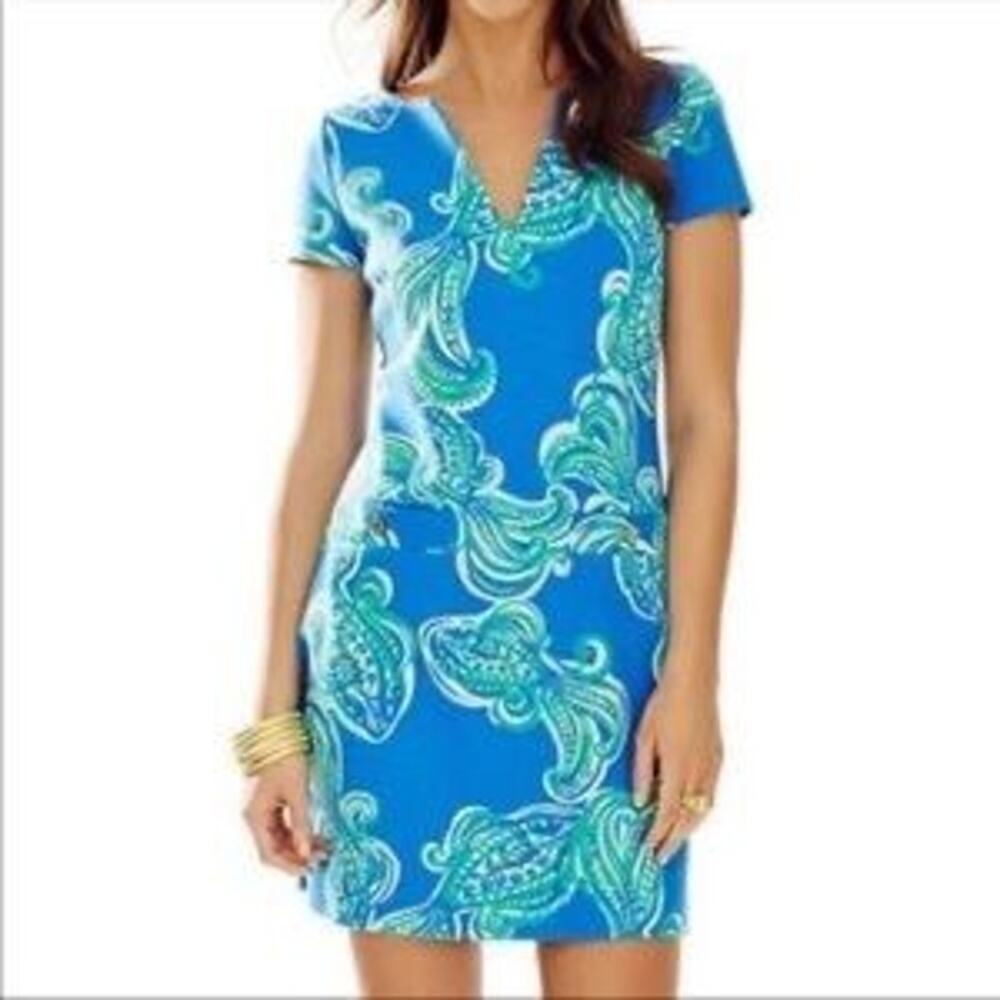 Lily Pulitzer Layton Blue Crush Shift Dress She Got Sole Size Large